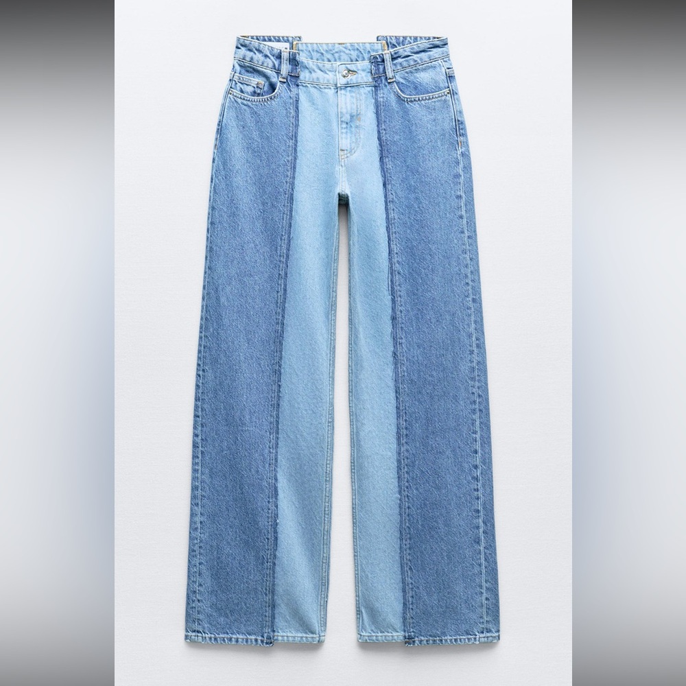 ZARA Z1975 Patchwork Straight Leg Jeans – Women’s US 4 / EU 36 – Like New